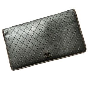 Silver and gold Chanel leather wallet